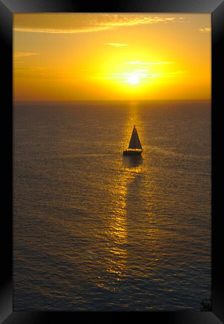 Sailing in the Sunrise at Tenby Framed Print by Jeremy Hayden