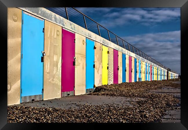 New Beach Huts Milford on Sea Framed Print by Jeremy Hayden