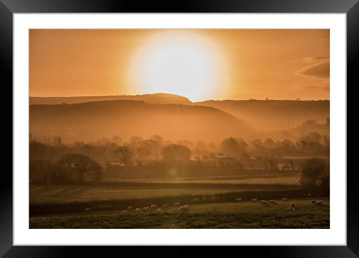 Sunrise over the Mendip Hills Framed Mounted Print by Chris Sweet