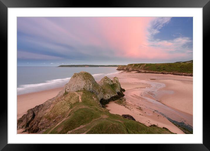 3 Cliffs, Wales. Framed Mounted Print by Chris Sweet