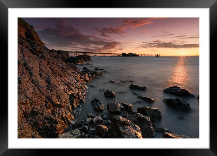 Sunset at Birnbeck pier Framed Mounted Print by Chris Sweet