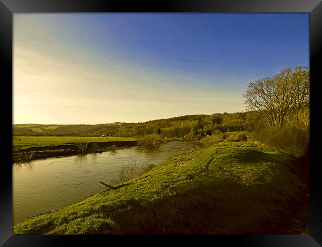 river wye at whitney on wye herefordshire Framed Print by paul ratcliffe