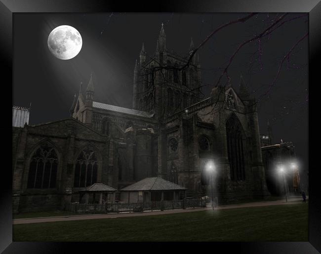 hereford cathedral at night Framed Print by paul ratcliffe
