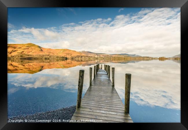 Ashness Jetty Reflections Framed Print by John Cummings