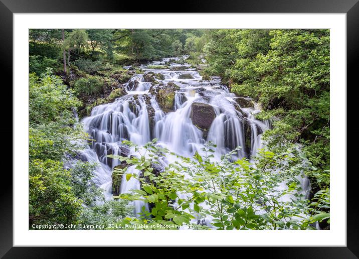 Swallow Falls, Betws Y Coed Framed Mounted Print by John Cummings