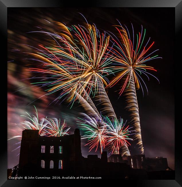 Fireworks at Kenilworth Castle Framed Print by John Cummings