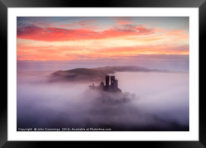 Corfe Castle Sunrise Framed Mounted Print by John Cummings