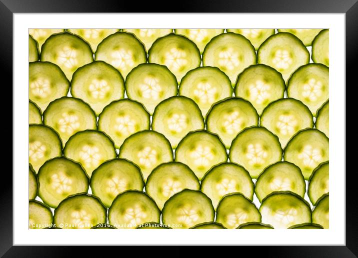 Sliced Cucumber Framed Mounted Print by Paul Cullen