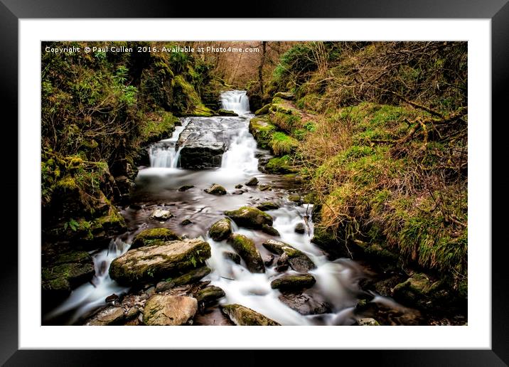 Waterfall at Watersmeet. Framed Mounted Print by Paul Cullen