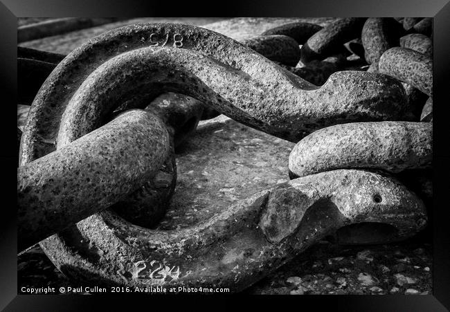Shackle and chains. Framed Print by Paul Cullen