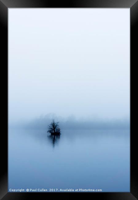 Minimalist Tree in the fog. Framed Print by Paul Cullen