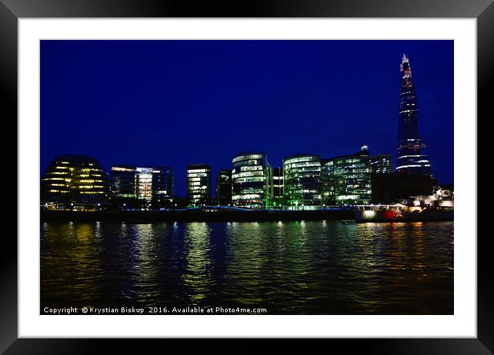 London at Night Framed Mounted Print by Krystian Biskup