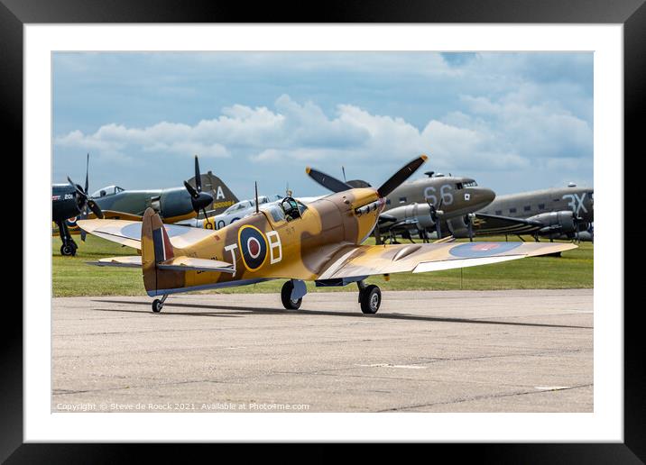 Spitfire Taxxies By Warbirds Framed Mounted Print by Steve de Roeck