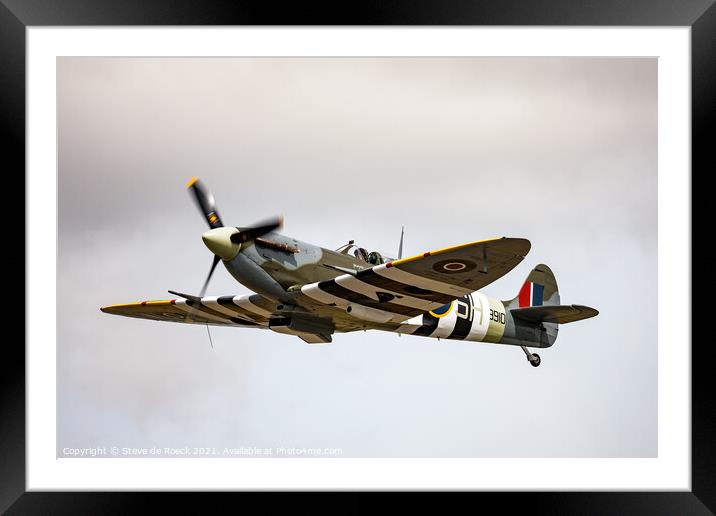 Spitfire Flypast Framed Mounted Print by Steve de Roeck