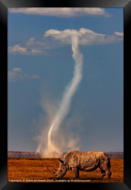 White Rhino Amboseli Framed Print by Steve de Roeck