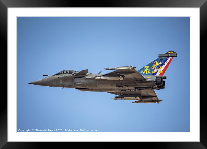 Dassault Rafale Close Fly By Framed Mounted Print by Steve de Roeck