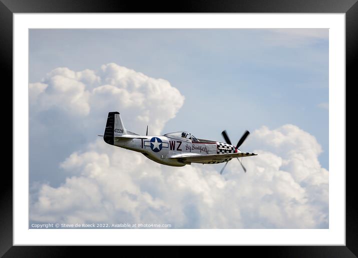 P51D Mustang Big Beautiful Doll Framed Mounted Print by Steve de Roeck