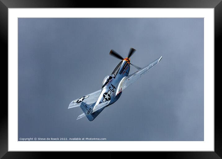 North American P51D Mustang Framed Mounted Print by Steve de Roeck