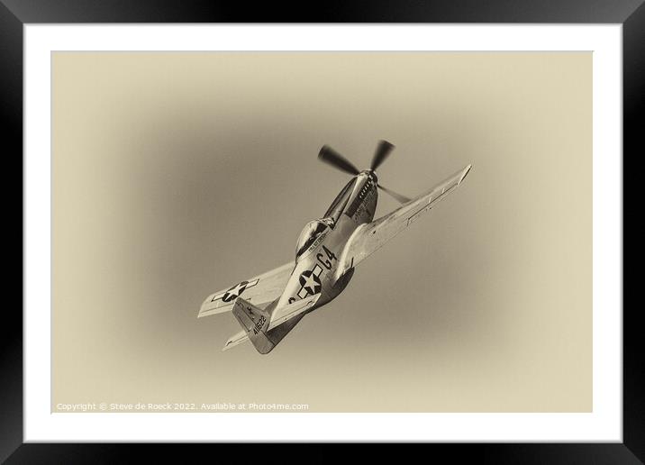 North American P51D Nooky Booky Framed Mounted Print by Steve de Roeck