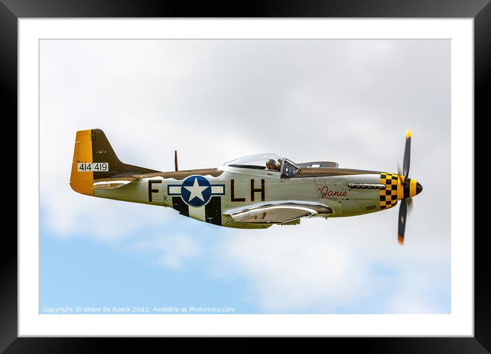North American P51D Mustang Janie Framed Mounted Print by Steve de Roeck