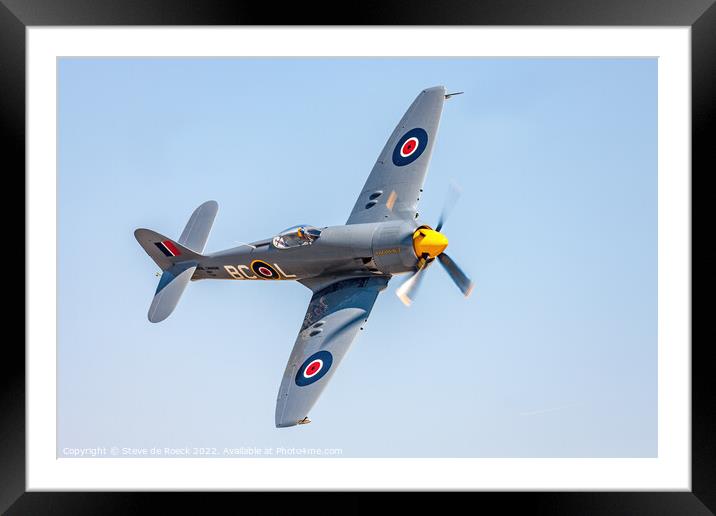 Hawker Sea Fury T20 TG114 Turns Tight Low Overhead. Framed Mounted Print by Steve de Roeck