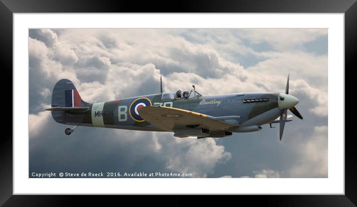 Lone Hunter, Spitfire Mk IX Framed Mounted Print by Steve de Roeck
