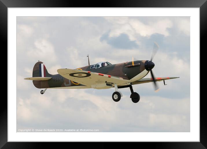 Spitfire Mk 1a approach to land Framed Mounted Print by Steve de Roeck