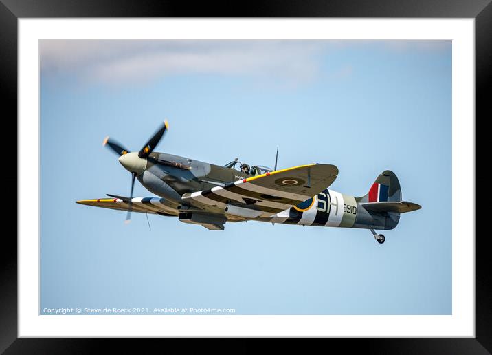 Spitfire Mk V Close Pass Framed Mounted Print by Steve de Roeck