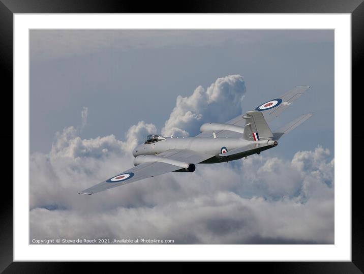 Canberra Bomber Above The Clouds. Framed Mounted Print by Steve de Roeck