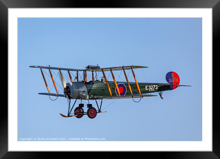 Avro 504K low flypast Framed Mounted Print by Steve de Roeck