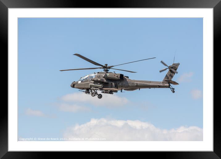 Boeing Apache Attack Helicopter Framed Mounted Print by Steve de Roeck