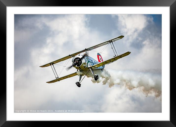 Bucker Jungmeister G-BUTX close fly past Framed Mounted Print by Steve de Roeck