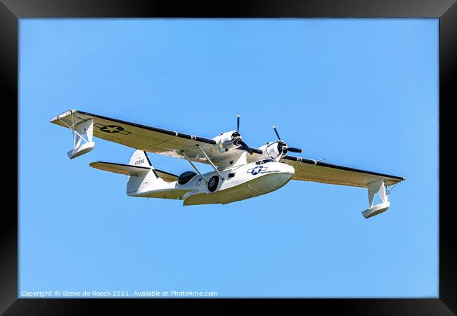 Consolidated Catalina G-PBYA With Floats Down Framed Print by Steve de Roeck