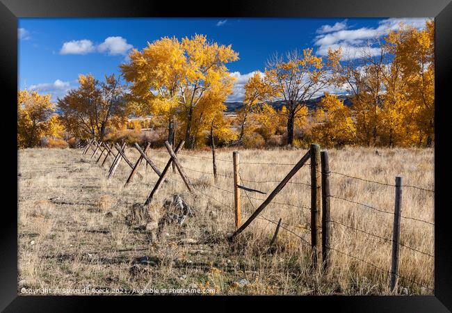 Yellow Trees and Montana Fences Framed Print by Steve de Roeck