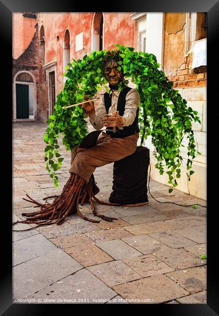 Wooden Saw Man Framed Print by Steve de Roeck