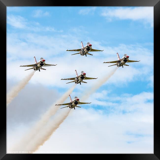 Thunderbirds F16 Fighting Falcons Aerobatic Team Framed Print by Steve de Roeck