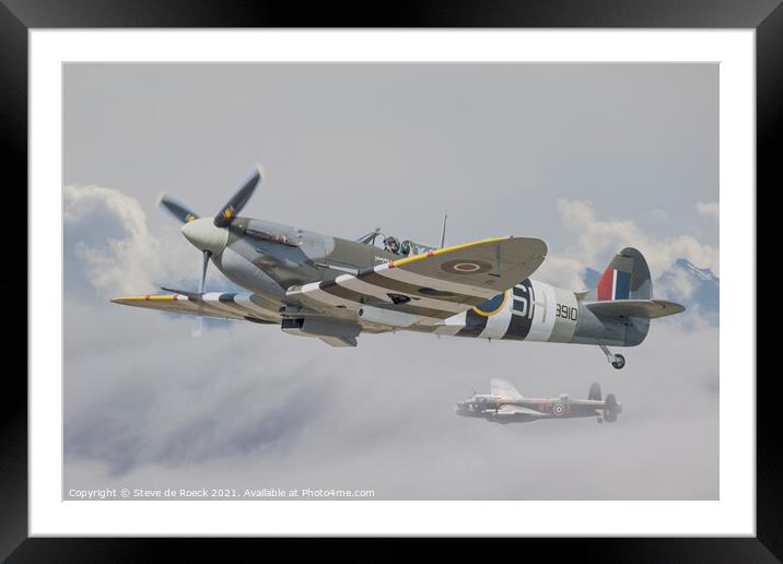 Spitfire Escort Framed Mounted Print by Steve de Roeck