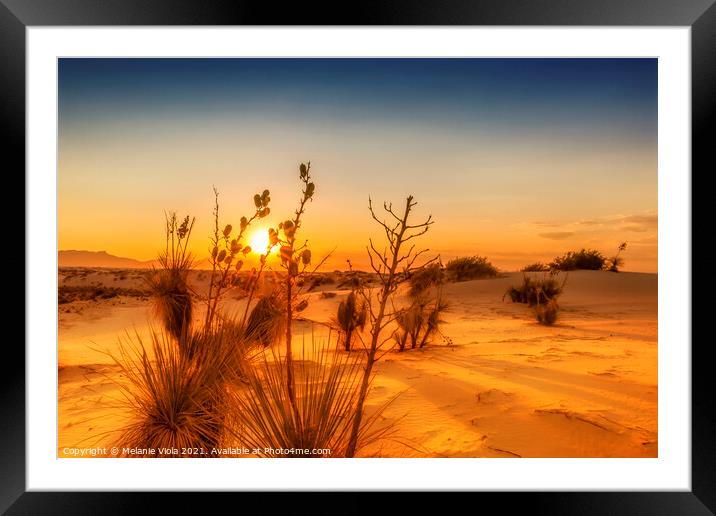 White Sands National Monument Sunset Framed Mounted Print by Melanie Viola