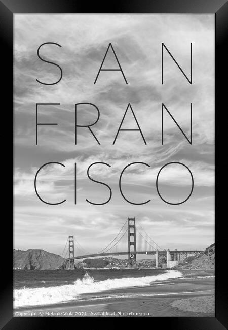 Golden Gate Bridge & Baker Beach | Text & Skyline Framed Print by Melanie Viola