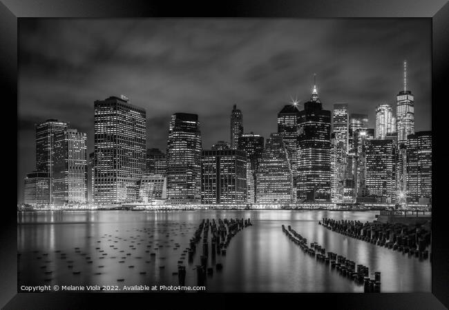 NEW YORK CITY Monochrome Night Impressions  Framed Print by Melanie Viola