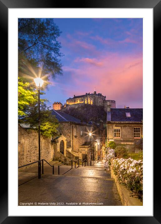 Edinburgh Castle Sunset Framed Mounted Print by Melanie Viola