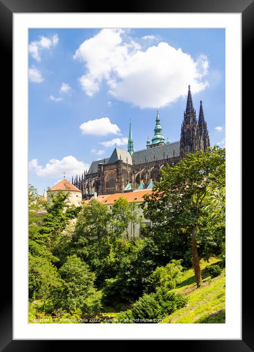 PRAGUE St. Vitus Cathedral with castle grounds Framed Mounted Print by Melanie Viola