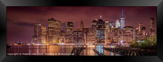 NEW YORK CITY Nightly Impressions | Panoramic Framed Print by Melanie Viola