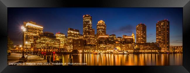 BOSTON Fan Pier Park & Skyline in the evening | Panoramic Framed Print by Melanie Viola