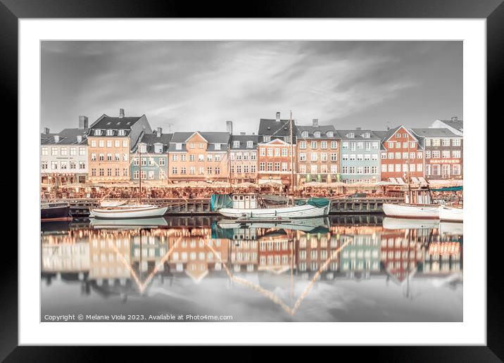 COPENHAGEN VINTAGE Nyhavn Idyllic Evening Impressi Framed Mounted Print by Melanie Viola