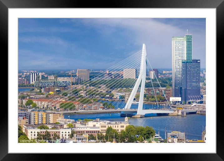 View from the Euromast towards Erasmusbrug Framed Mounted Print by Melanie Viola
