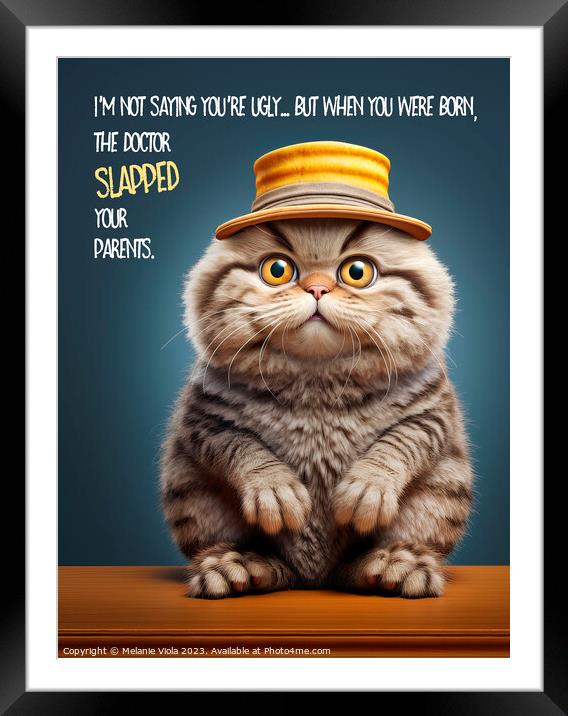 FUNNY CAT Ugliness Framed Mounted Print by Melanie Viola