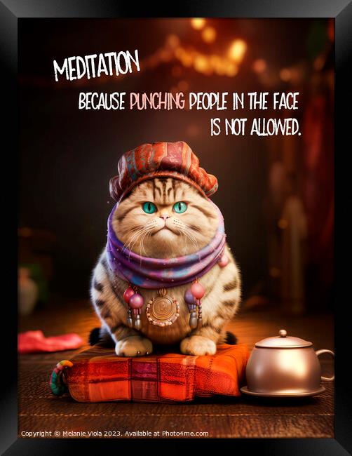 FUNNY CAT Meditation Framed Print by Melanie Viola