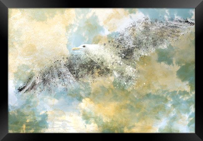 Vanishing Seagull Framed Print by Melanie Viola