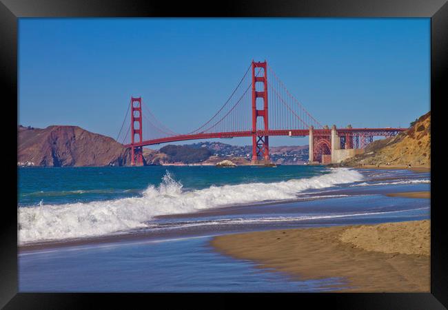 Golden Gate Bridge & Baker Beach Framed Print by Melanie Viola